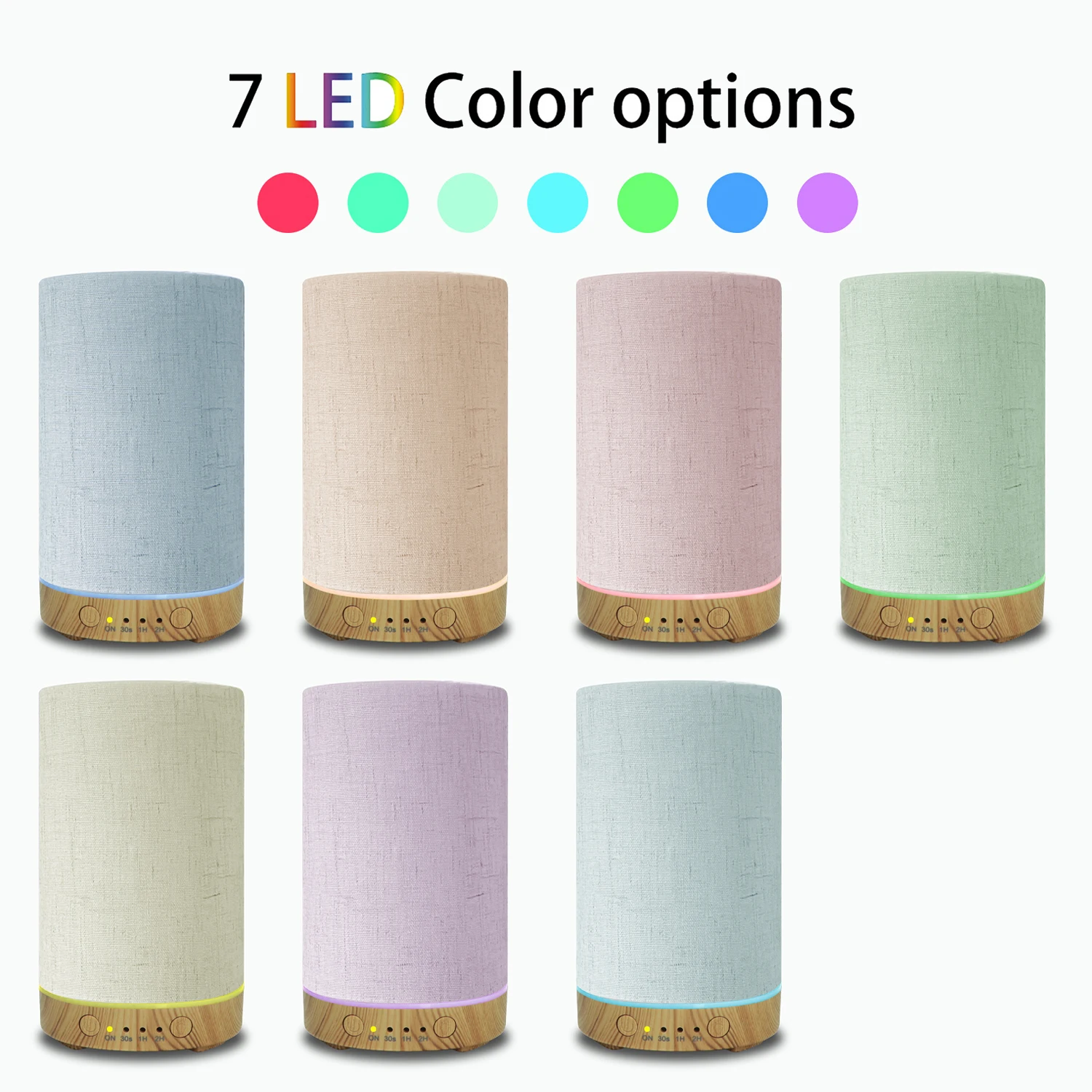 100ml Fabric Essential Oil Diffuser USB Ultrasonic Aroma Humidifier 7 Color LED Night Light Timer Aromatherapy for Home Office