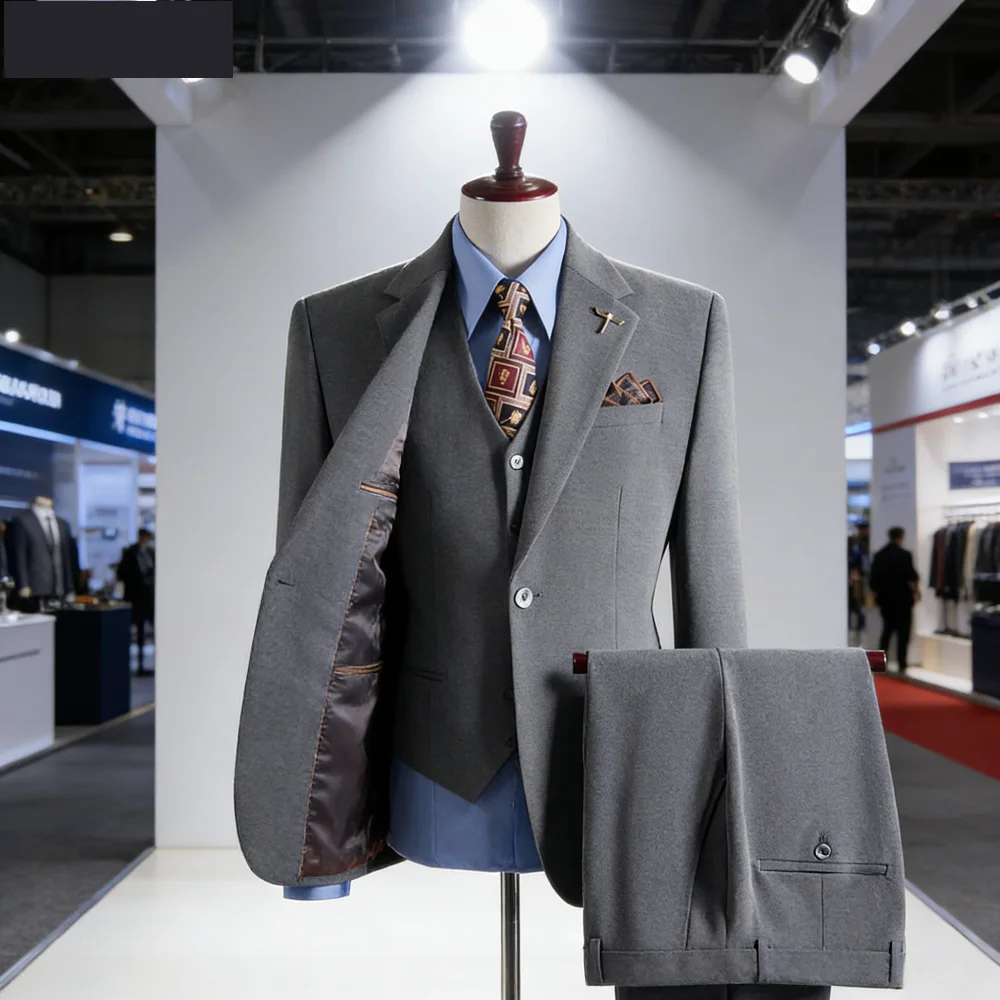 

Men's Professional Business Suit Set - Black Jacket Waistcoat Trousers Wedding Formal Attire