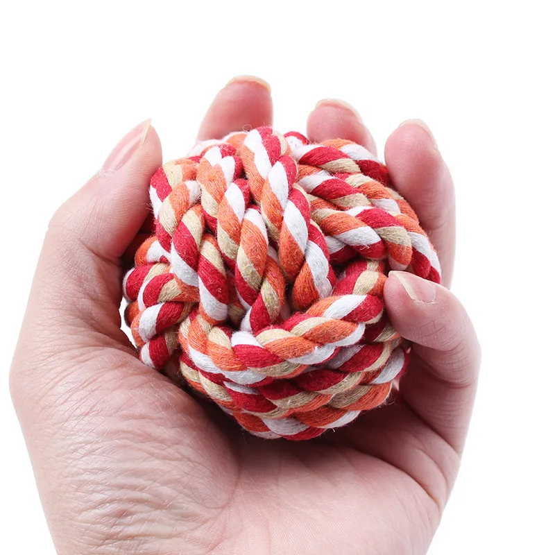 Dog rope ball Color cotton rope ball Pet chew ball Dog interactive toy Cotton Teeth cleaning Play chew toy Dog favorite