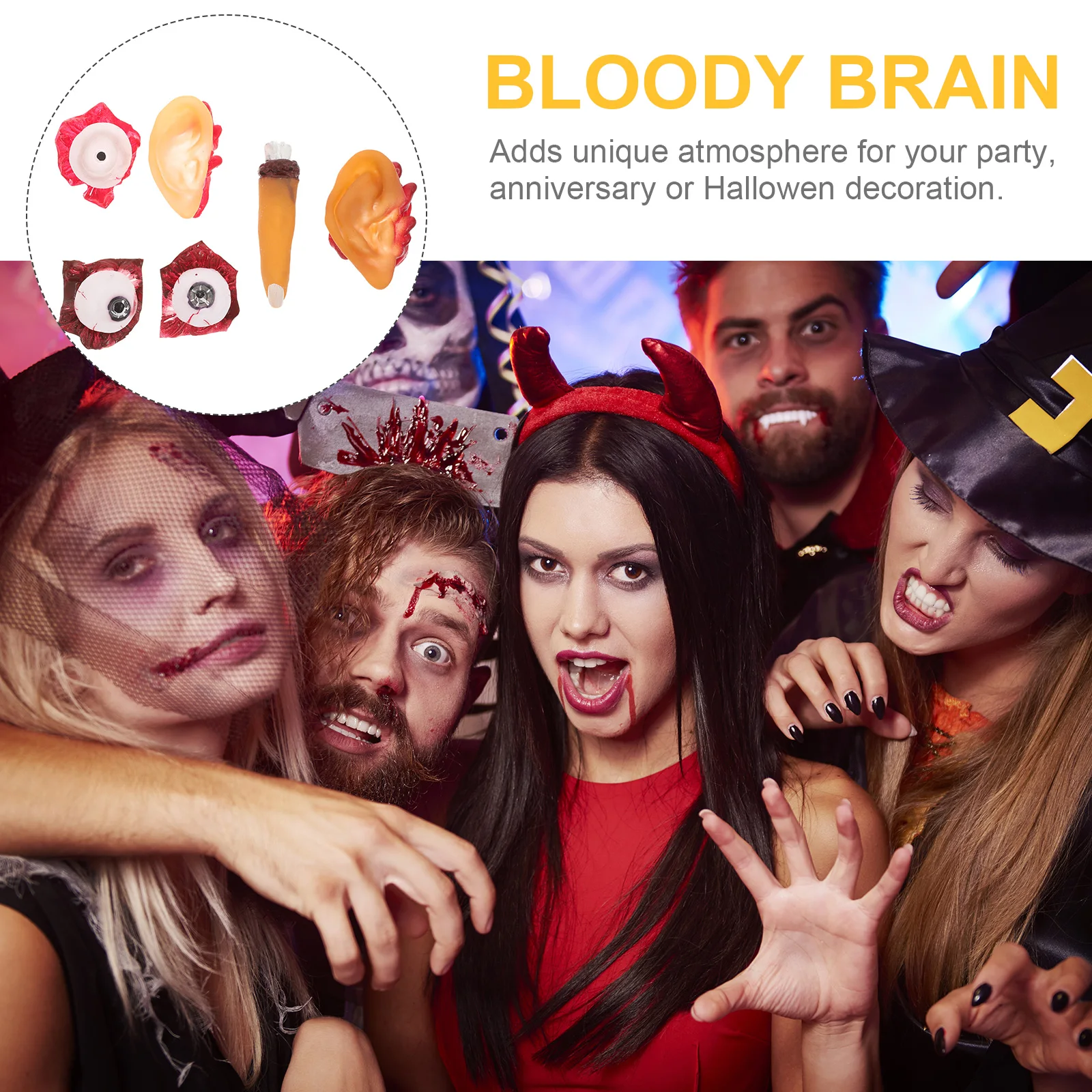 3 Packages Halloween Decorations Body Parts Props Simulation Brain Zombie gan Decor Bloody Horrible Garden Door Toy