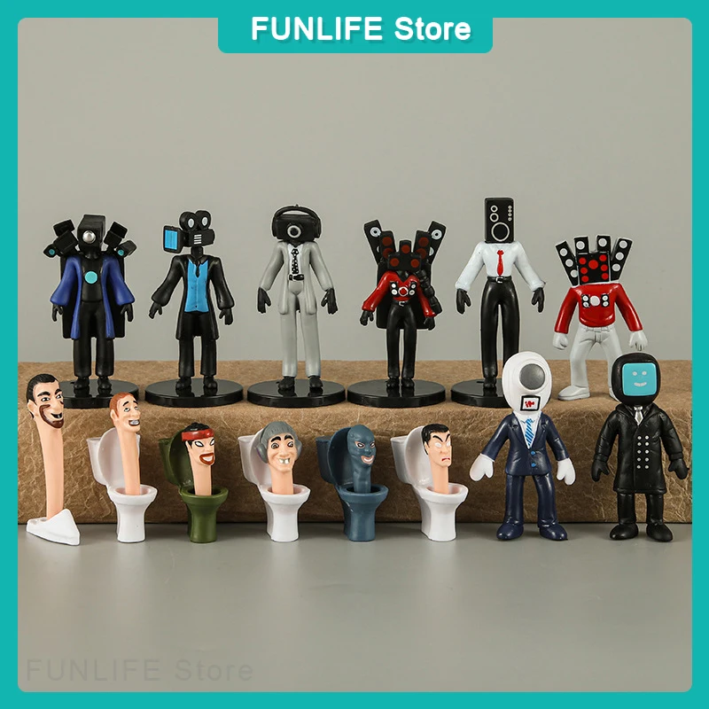 

Anime Skibidi Toilet Figure Cameraman Speakerman Action Figure Pvc Model Dolls Collection Desk Ornaments Kids Gift