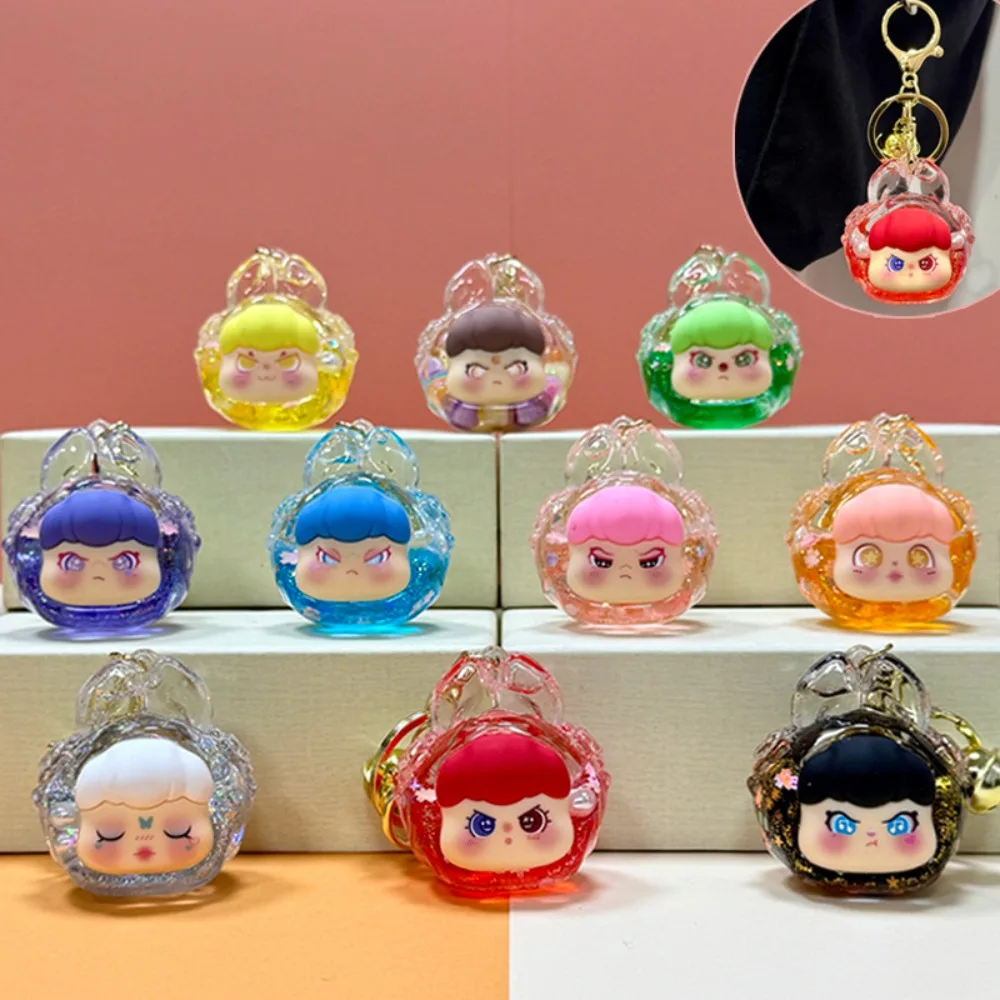 Cute Acrylic Cartoon Miniature Keychain Cartoon Oil Bag Pendants Macaron Silicone Desktop Ornament