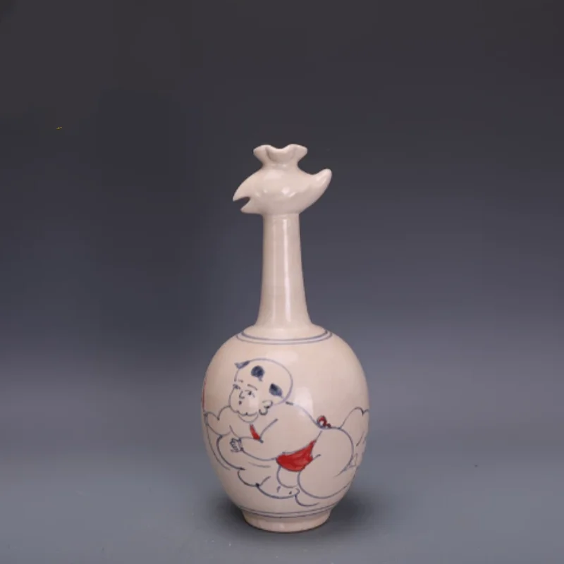 

Antique porcelain blue and white glaze figure patterns chicken head pot folk art collection modern creative crafts