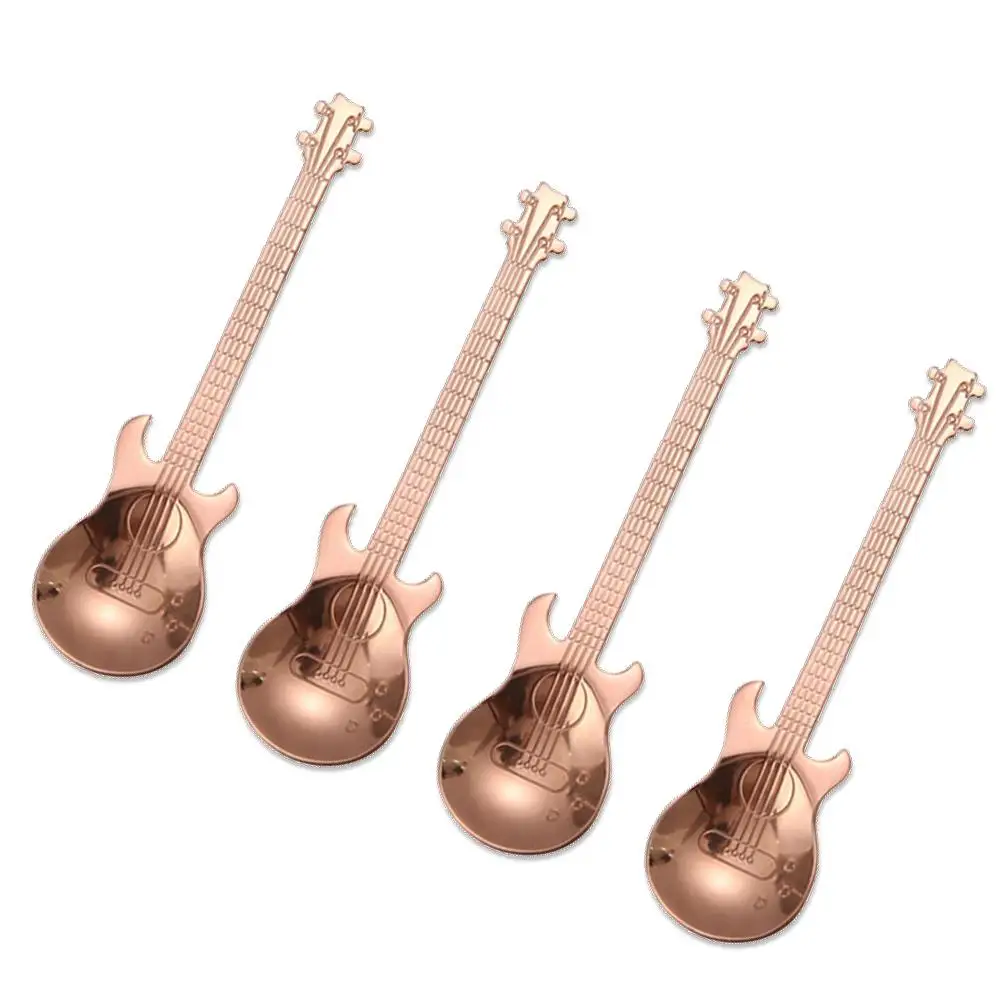 

Scoops Coffee Mixing Spoon Stainless Steel Guitar Shape Kitchen Accessories Golden