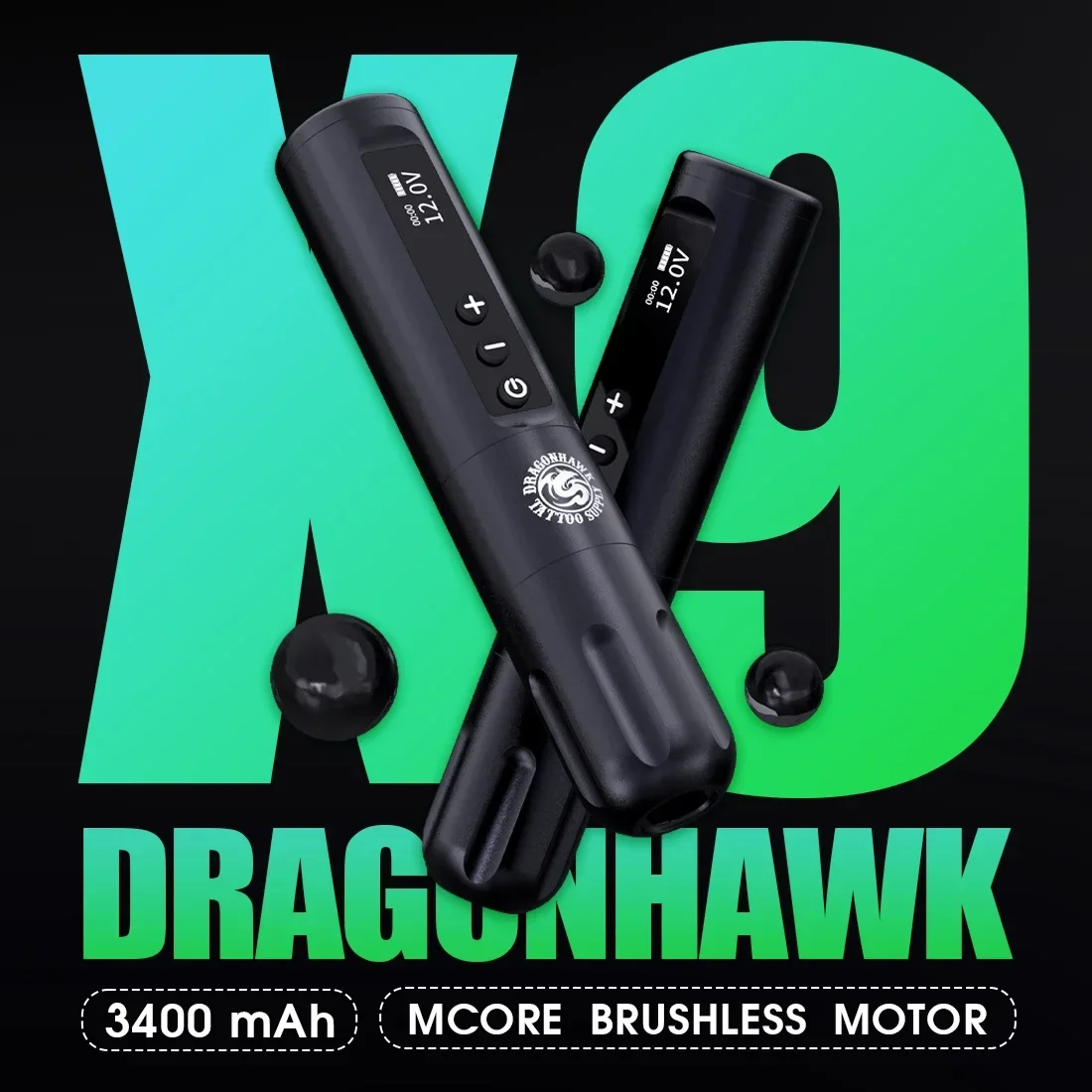 

Dragonhawk X9 Wireless Tattoo Pen 3.5mm Stroke Brushless Motor 3400mAh Large Capacity Battery Universal Cartridge Tattoo Needles