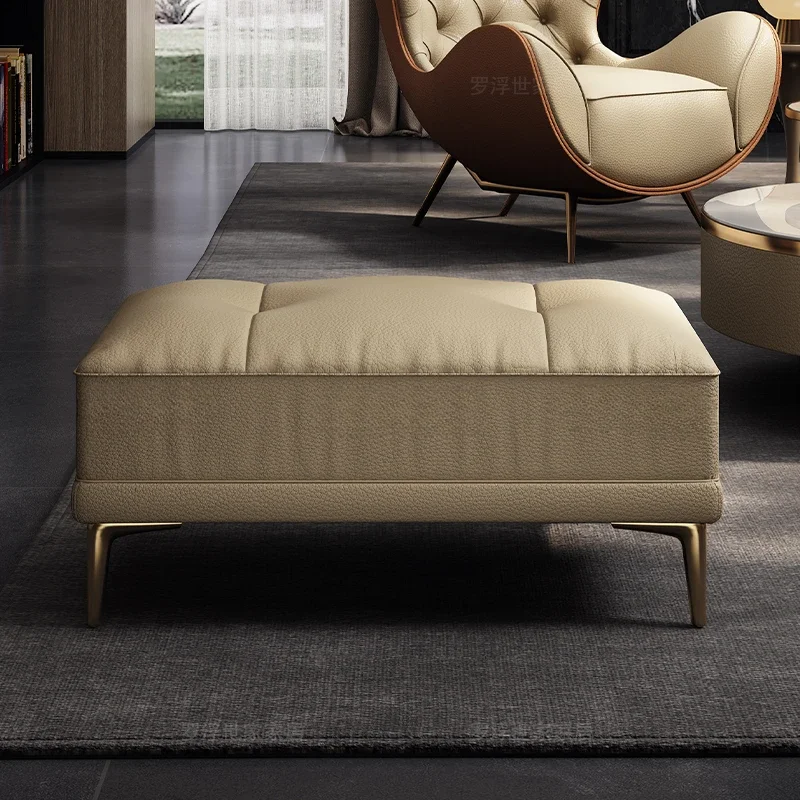 أريكة جلدية فاخرة وخفيفة الوزن ومسند للقدمين وعثماني، مقعد تغيير الأحذية للمدخل البسيط المعاصر، لهجة رشيقة بن #2