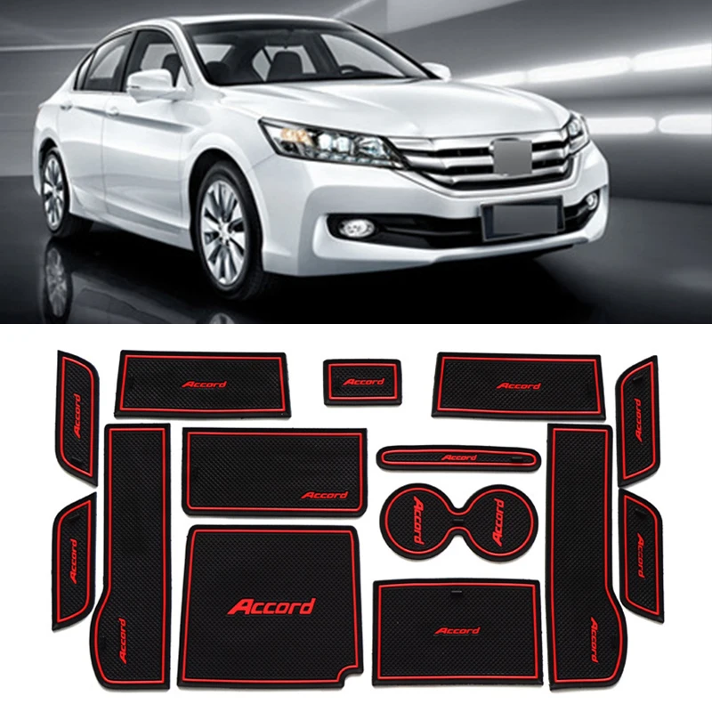 Car rubber anti-slip mat coaster Door Slot Mat Set For Honda 9th Accord 2014 2015 accessories