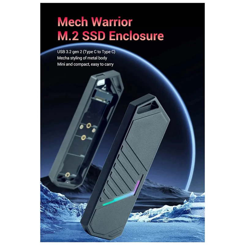 

AEE7-Dual Protocol M2 SSD Корпус Nvme USB 3.1 Type C Gen2 10 Гбит/с Корпус из алюминиевого сплава M.2 Nvme Жесткий диск Коробка 2230 2242