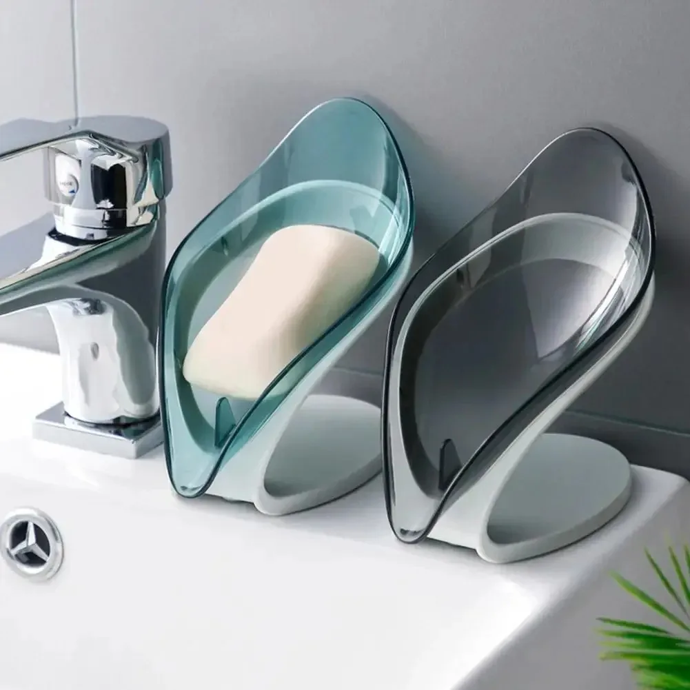 1-2Pcs Soap Drain Rack Standing Suction Cup Leaf Shape Punch-free Holder Things the Products Wall Soap Dish for Bathroom Items