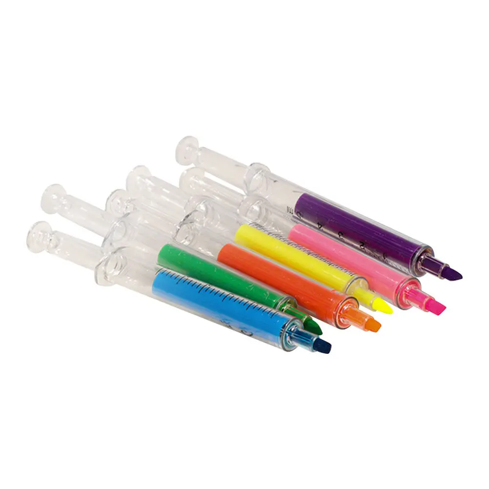 

24Pcs Plastic Syringe Highlighter Markers Adorable Colorful Nurse Pens Convenient for Note Taking Office School Mark Accessory