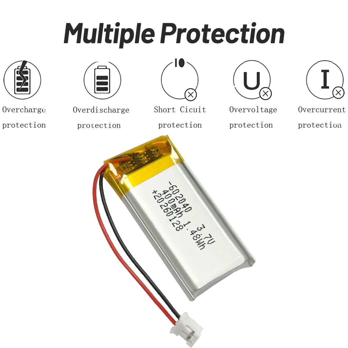 Rechargeable 3.7V 400mAh Polymer Lithium LiPo Battery 602040 For Bluetooth Headset, Beauty Instrument, Selfie Stick, Spray, Etc