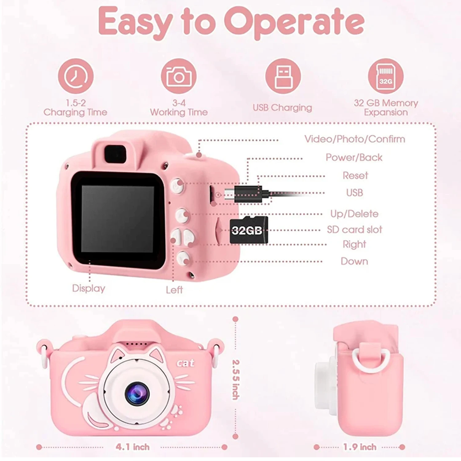 Kids Camera X2 Upgrade 1080P Mini HD Digital Camcorder Outdoor Toys Photo Hobby Christmas Birthday Gift with Silicone Case