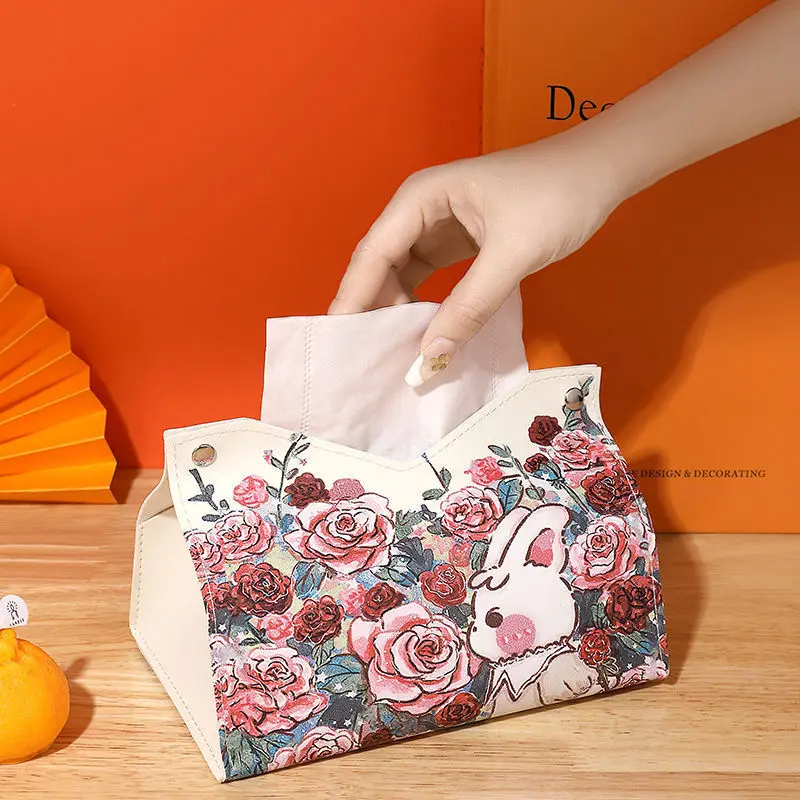 

Tissue Box New Rose Drawing Carton Living Room Household Creative Tissue Set Coffee Table Drawing Box Drawing Carton
