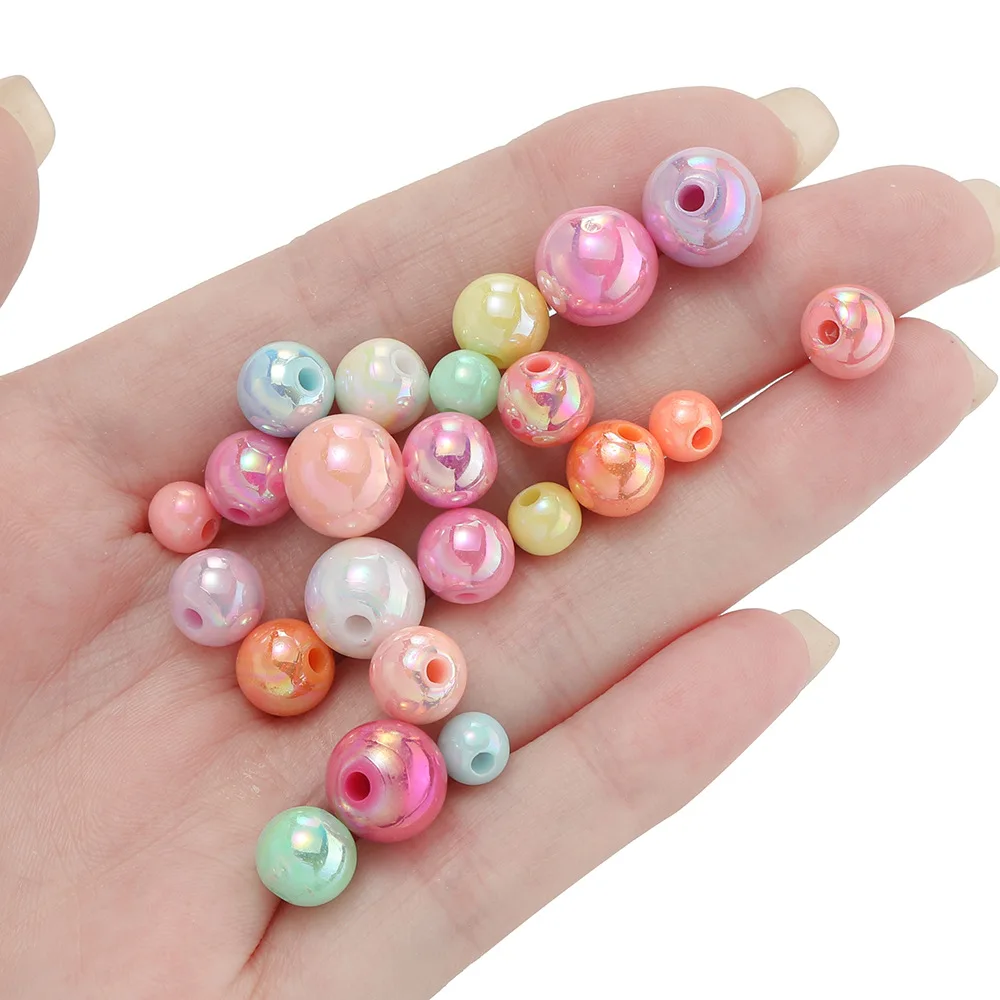 50/100pcs 6/8/10mm AB Color Acrylic Beads Round Loose Spacer Beads for Jewelry Making DIY Handmade Necklace Bracelet Accessories view 3