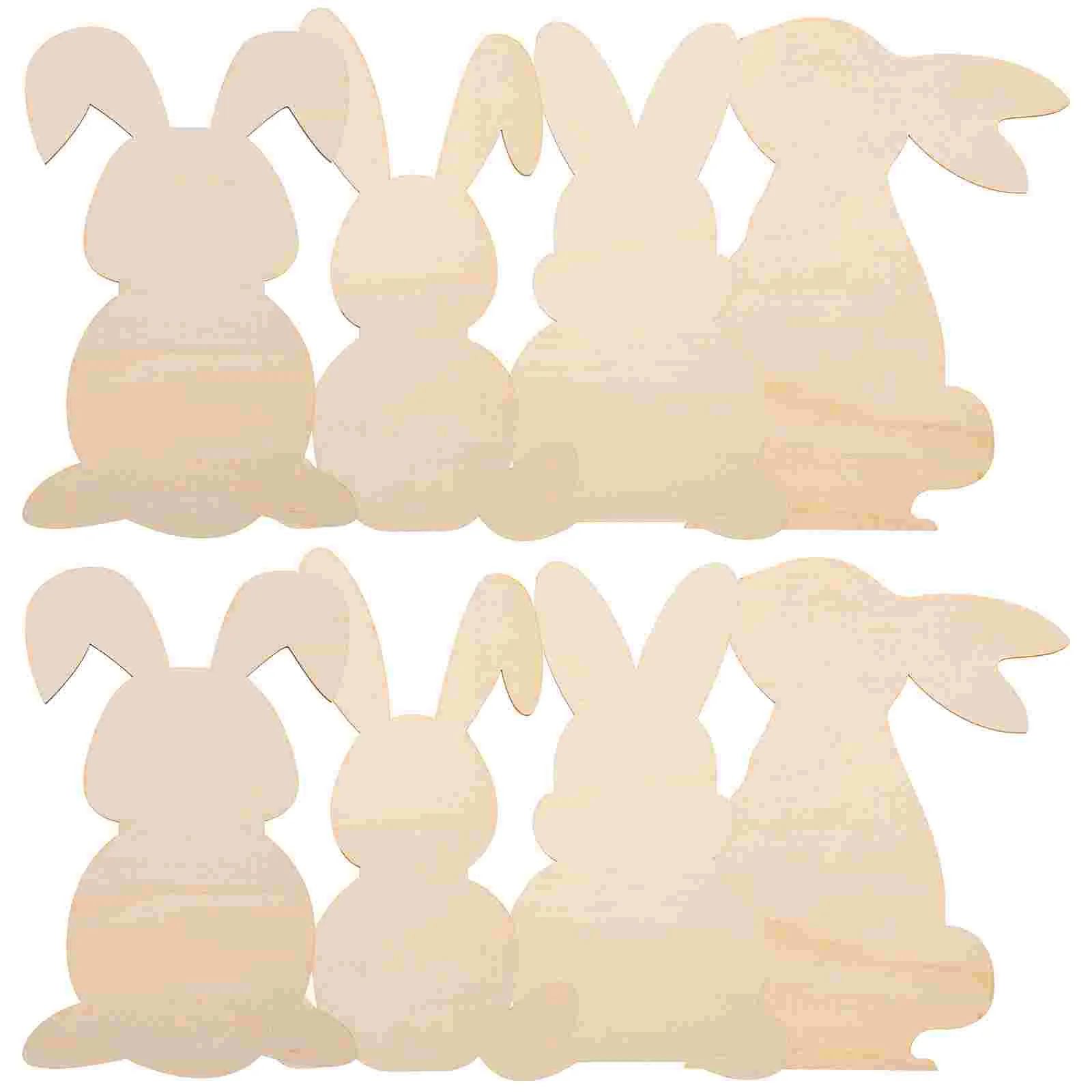 

8 Pcs DIY Rabbit Wood Chips Blank Bunny Cutout Indoor Easter Decorations Artificial