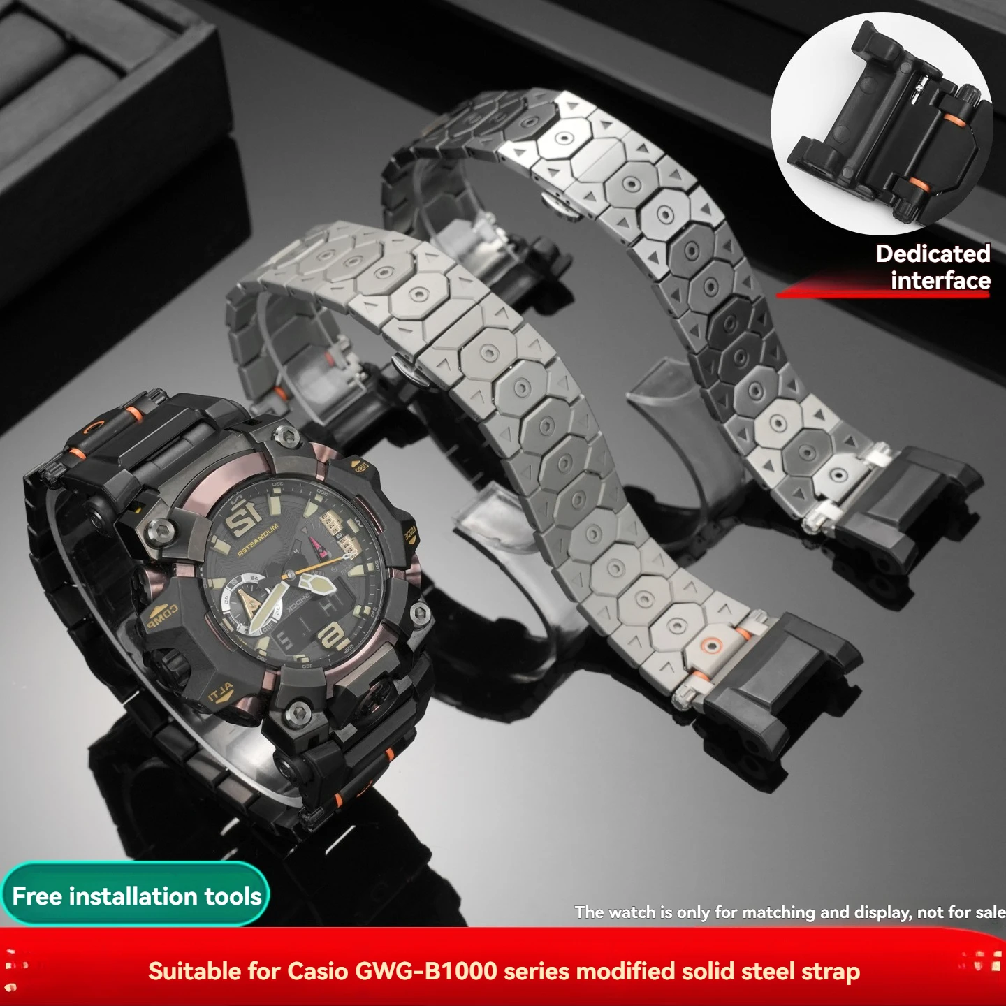 For Casio G-SHOCK Mudmaster GWG-B1000 The Third Generation Modified Stainless Steel Metal Watch Strap Black Bracelet for Men