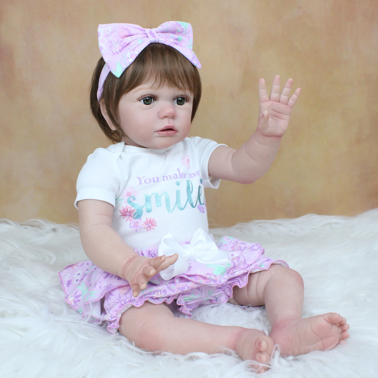 60 CM 3D-Paint Skin Soft Silicone Reborn Toddler Baby Doll For Girl Cloth Body Realistic Like Real Princess Alive Dress Up Bebe