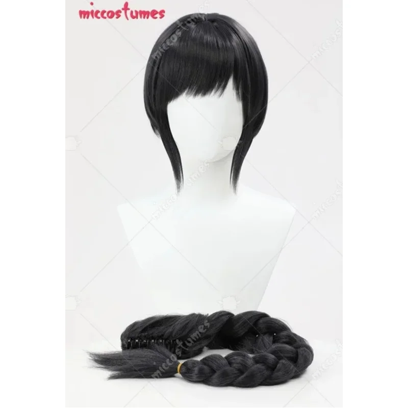 Miccostumes 여성용 섀도우하트 코스프레 롱 블랙 포니테일 가발 ir;l5