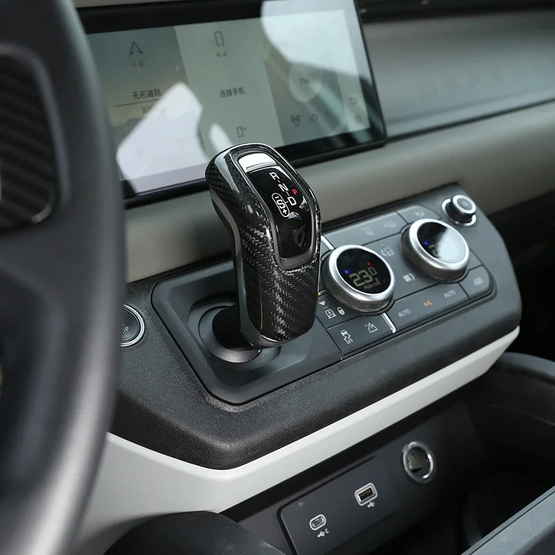 

100% Carbon Fiber For Land Rover Defender 110 2020-2025 Car Center Console Gear Shift Head Cover Trim Modification Accessories
