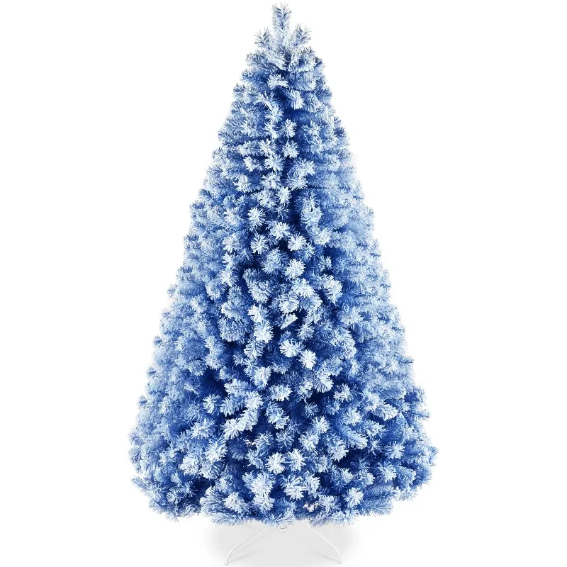 Artificial Flocked Christmas Tree, 6ft Premium Unlit Colorful Pine Holiday Décor w/Full Branches, Metal Stand - Baby