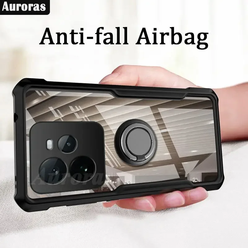 

Realme GT7 Pro 5G GT6 T Case Clear Back Cover For Realme GT Neo 6 T GT6 Pro gt7 Magnet Holder Ring Protect Coque Poko Little
