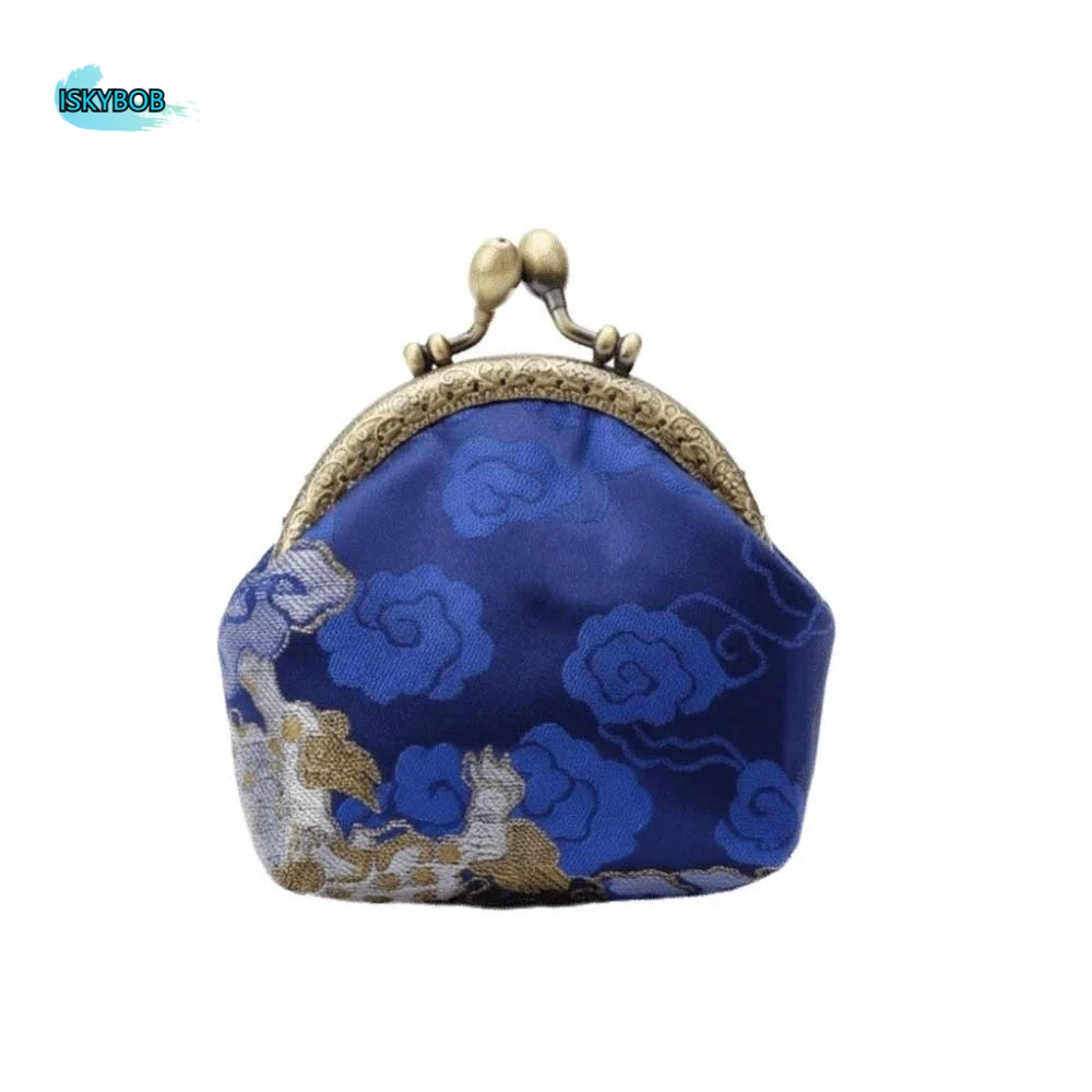 

Anti-lost Kiss Lock Coin Purse Thickened Polyester Brocade Mini Pouch Chinese Style Portable Embroidered Small Pocket