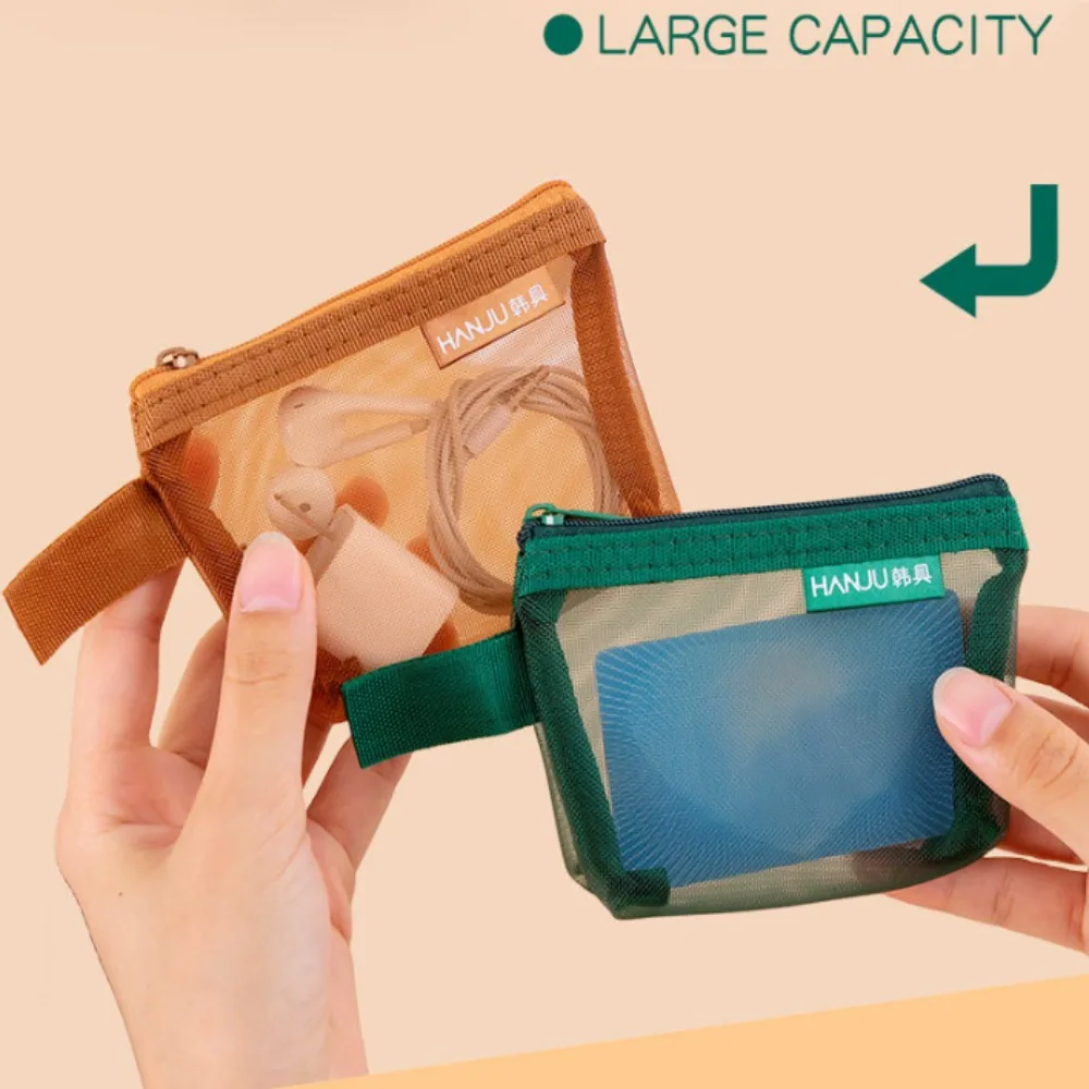 New Mesh Fabric Travel Grid Bag Mini Nylon Mesh Toiletry Bag Triangle Mesh Wallet