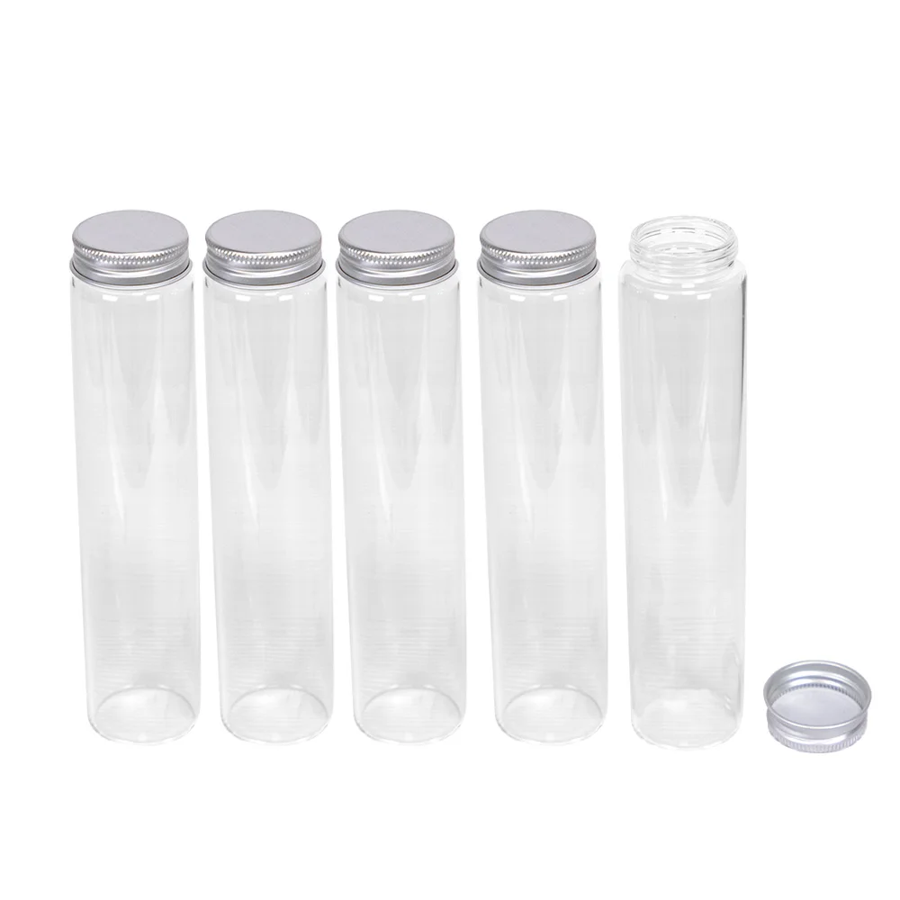 Wholesale 6 Pieces 150ml 37*180mm Glass Bottles with Aluminum Caps Mini Glass Bottles Tiny Jars Vials