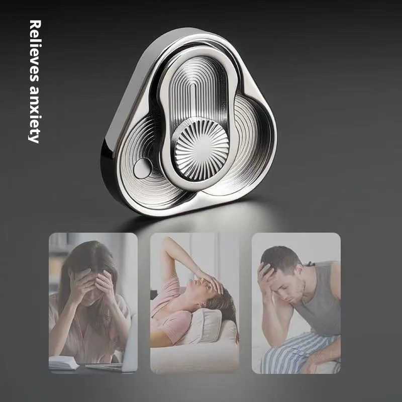 Three‑Ring Triangular Rotating Fidget Clicker Coin Push Sound Slider Adult Finger EDC Handheld Leisure Stress Relief Toy