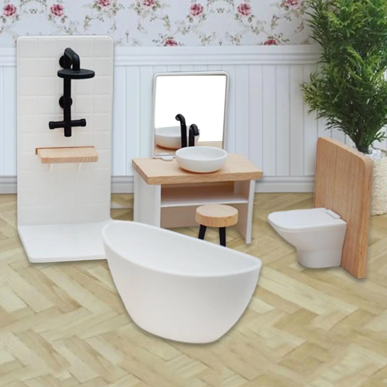 Set da bagno per casa delle bambole in scala 5x 1:12, lavabo classico per regali di compleanno per bambini