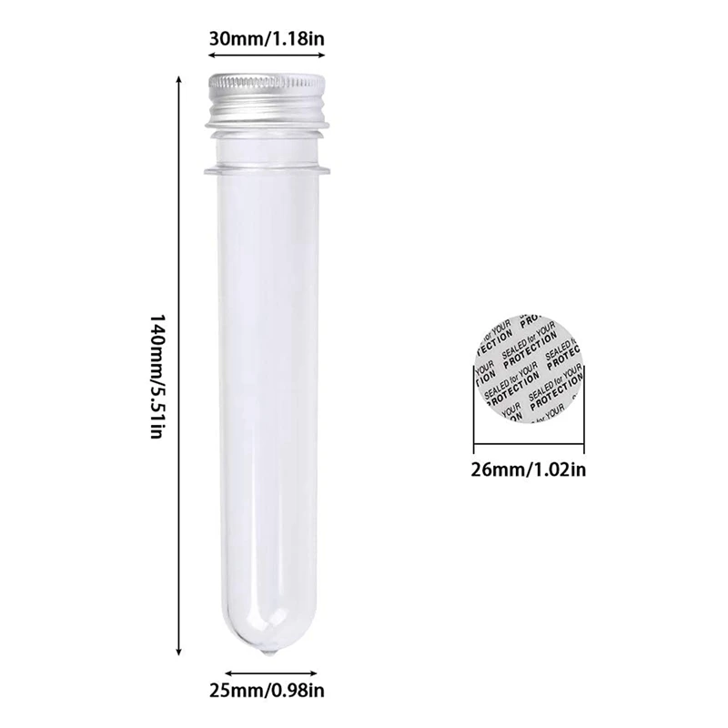 90 PCS 40ML Plastic Test Tubes With Screw Caps Reusable Transparent Container Tubes Transparent Test Tube