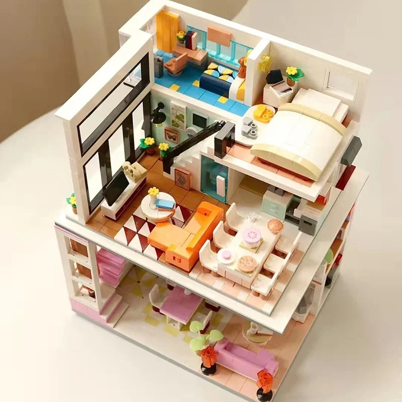 

Cute Pet Aparent Loft Girls Series Building Blos Sweet op Holiday Gift Small Particle Construction House Bedroom