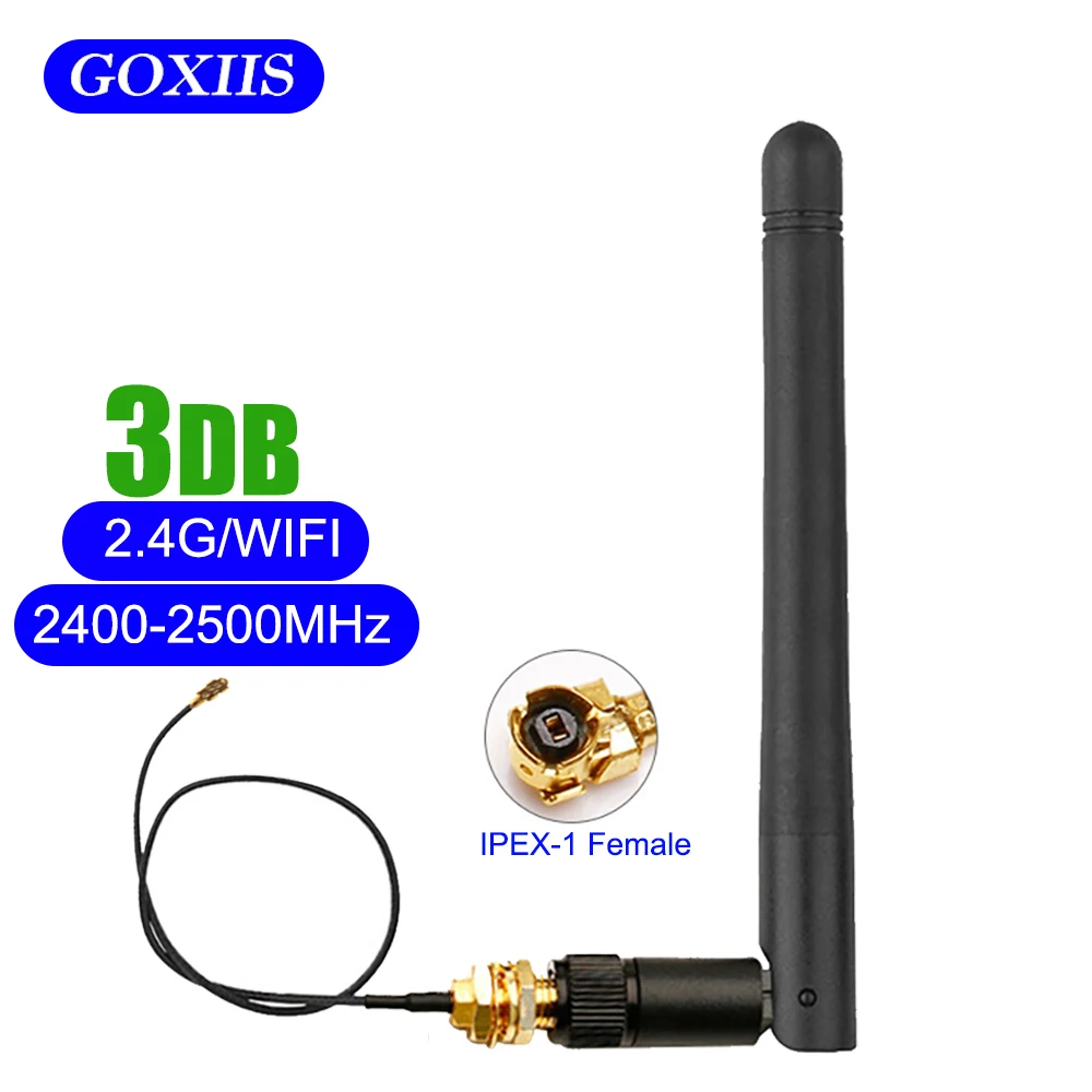 WiFi Router Antena Adequado para SmartHome, Módulo Bluetooth, DTU, IOT, 2.4GHz, IPEX-1 Cabo, 3dBi