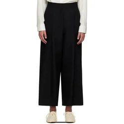 2024 Autumn Worsted Wool Wide-leg Loose Culottes Pleated Trousers