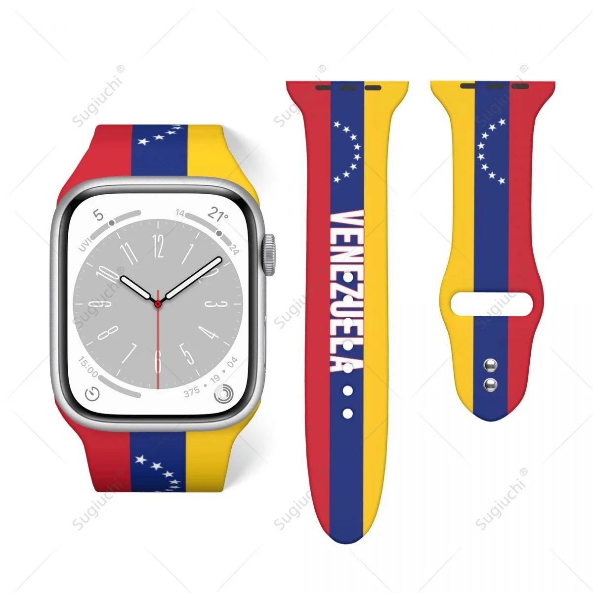 

Спортивный ремешок унисекс с 3D принтом флага Венесулы для Apple Watch Band Ultra 2, силиконовый ремешок для часов Iwatch Series 9 8 7 6 SE 5 4