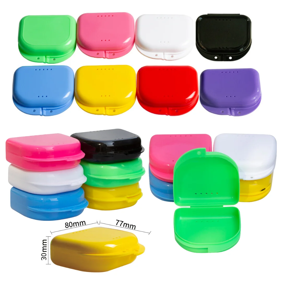 500Pc Dental Denture Box Denture Tray Box Dental Orthodontic Braces Retainer Case Protective Case Vent Holes False Teeth