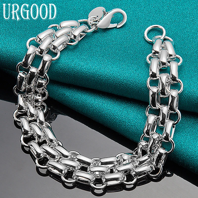 

925 Sterling Silver Lnterlocking Circle Bracelet Chain For Women Men Party Engagement Wedding Fashion Jewelry