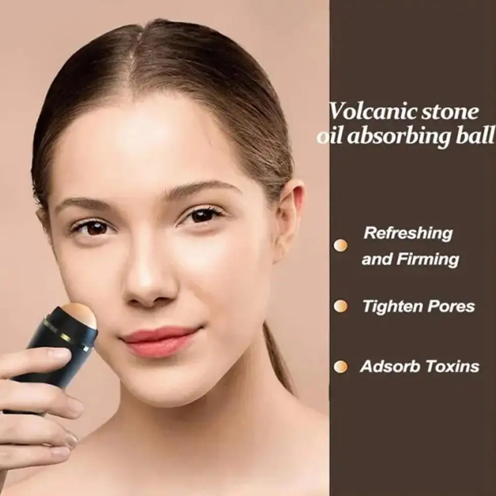 Rodillo absorbente de aceite facial, piedra volcánica, eliminador de imperfecciones, palo de bola, cara brillante, cambio de cara, verano, Zona T,