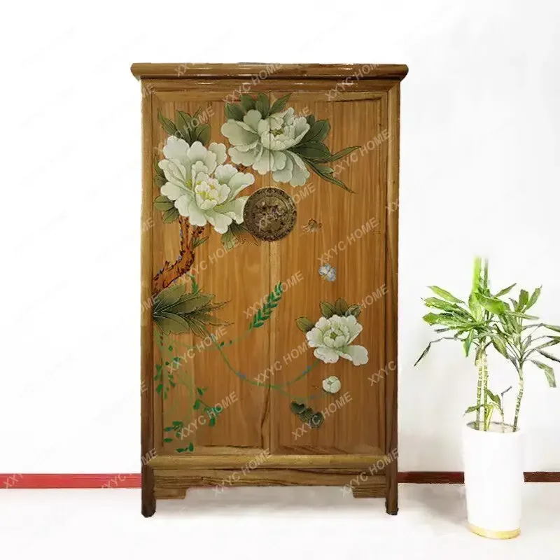 XX Chinese retro painted custom home bedroom solid wood light luxury storage wardrobe