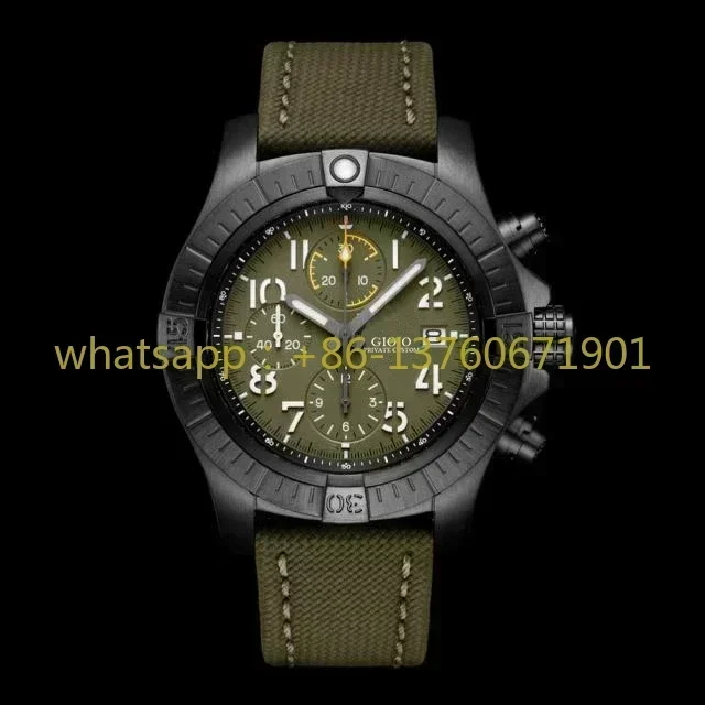 Top Quality Quartz Chronograph Watch Men Night Mission Stainless Steel Bracelet Rotatable Bezel Blue Black Watches