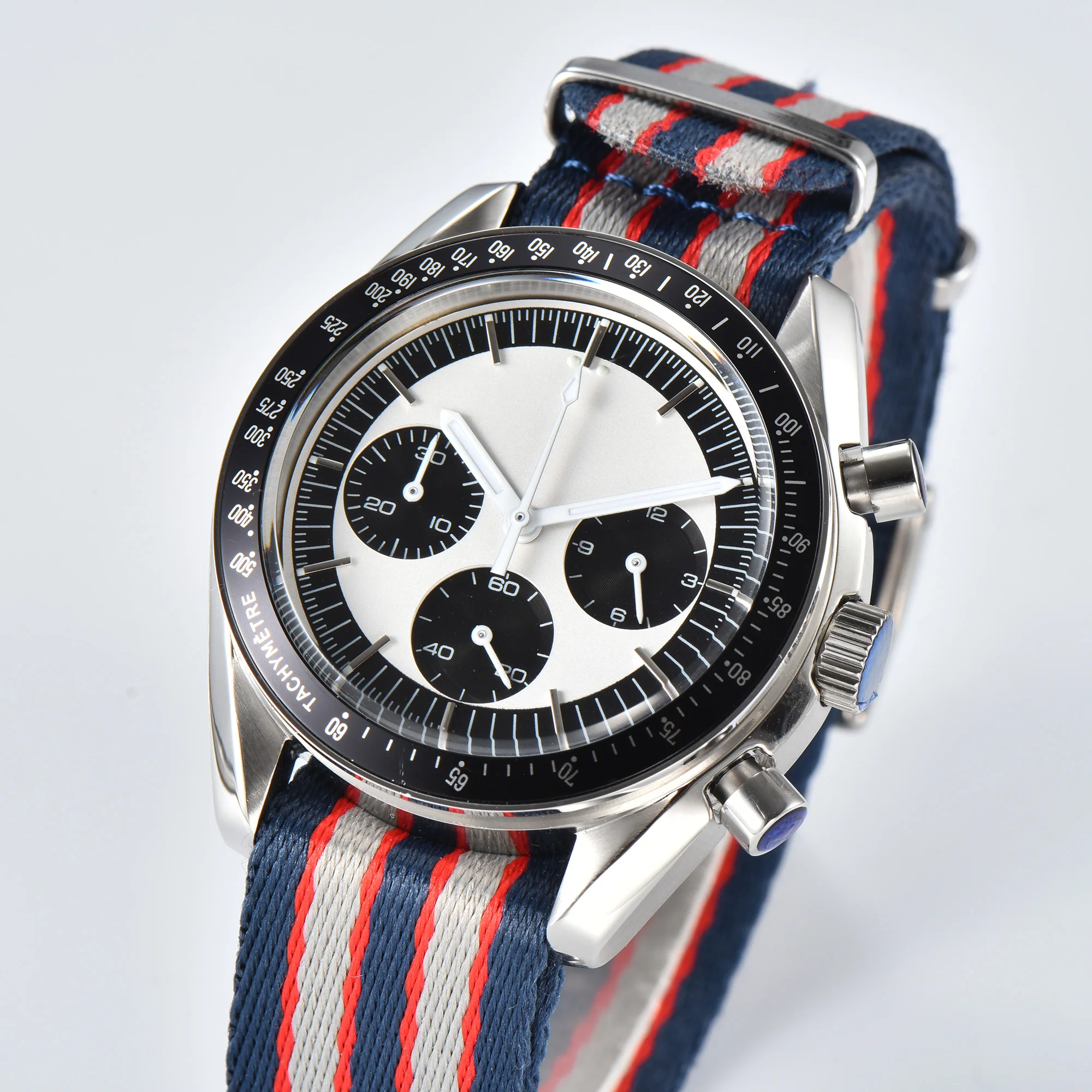 PARNSRPE Luxury Sports Men's Quartz Watches VK63 Stainless Steel Sapphire Waterproof Chronograph watches for men