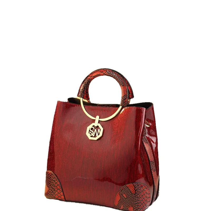2026 Bucket Bag, Middle-Aged Elegant Handbag, Mom Bag, Fashionable Single-Shoulder Crossbody Bag, Snake Pattern, Light Luxury