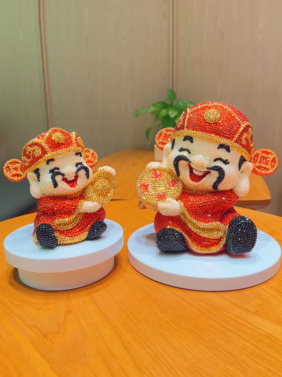 God of Wealth DIY Diamond Deposit Jar Desktop Office Workstation Decoration Attracting Wealth Full Diamond  New Year's Gift