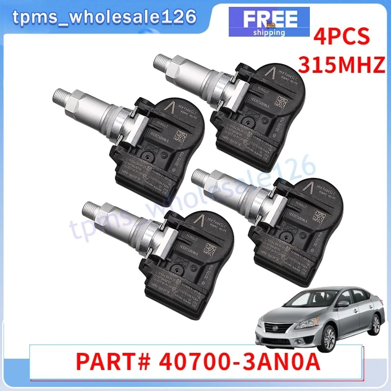 

40700-3AN0A For 2013-2019 Nissan Versa Note 2017-2021 Frontier NV200 Tire Pressure Monitoring Sensor 4PCS TPMS 315MHZ 407003AN0B