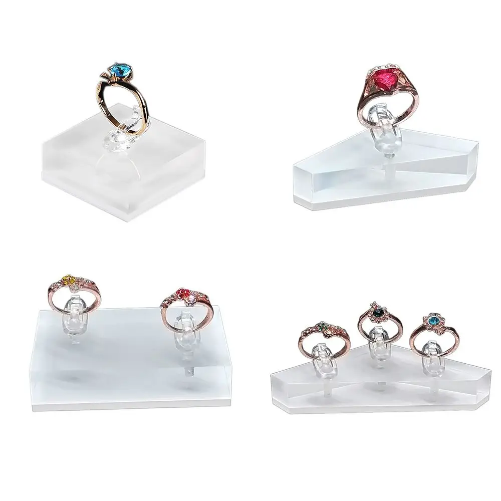 Estante de exhibición de joyería de acrílico, organizador transparente, bandeja, soportes para anillos, expositor de joyas, soportes para anillos de almacenamiento
