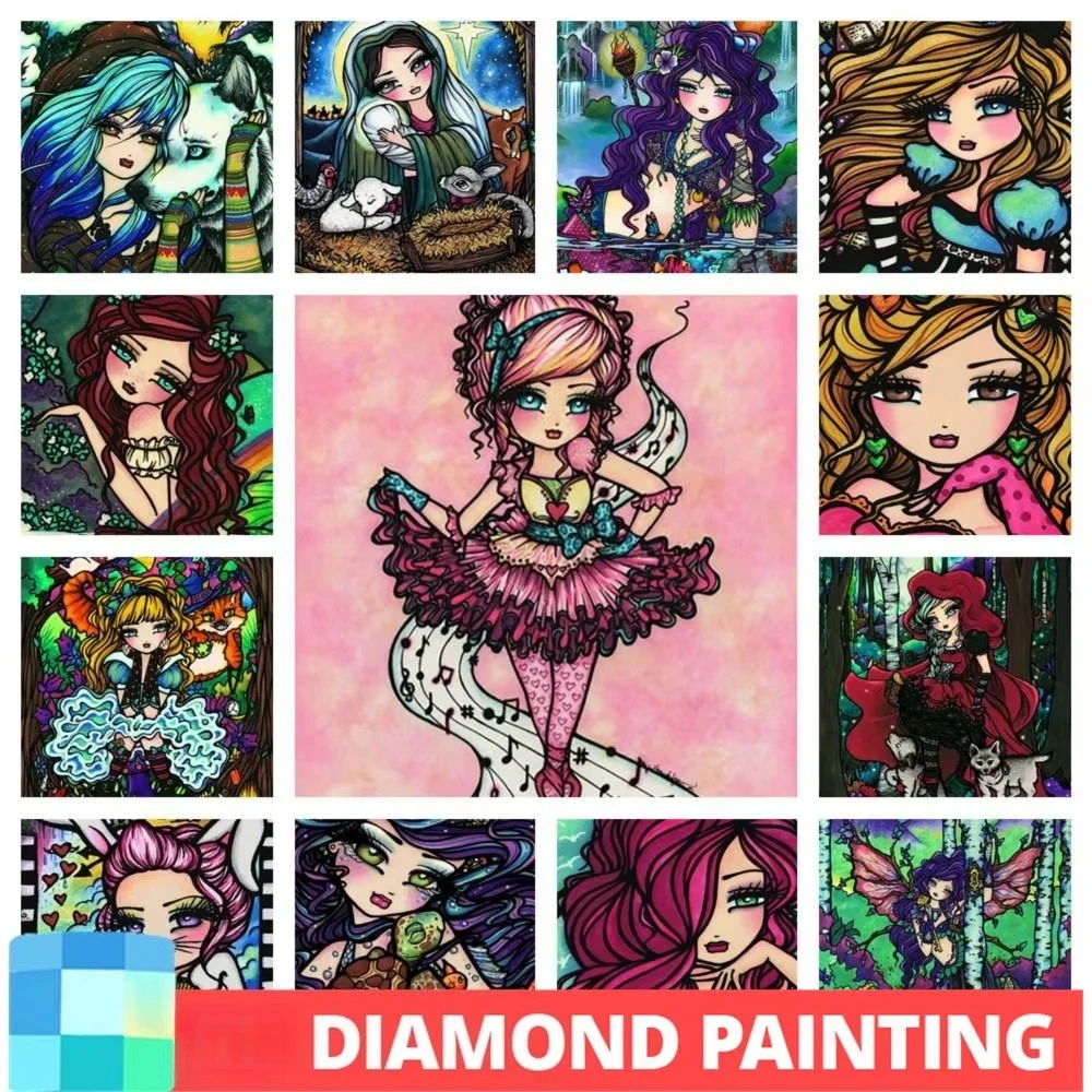 Diamant-Malerei-Set Mädchenbild 5D DIY Komplettes Diamant-Mosaik Stickerei Cartoon Kreuzstich-Set Heimdekoration Kunst