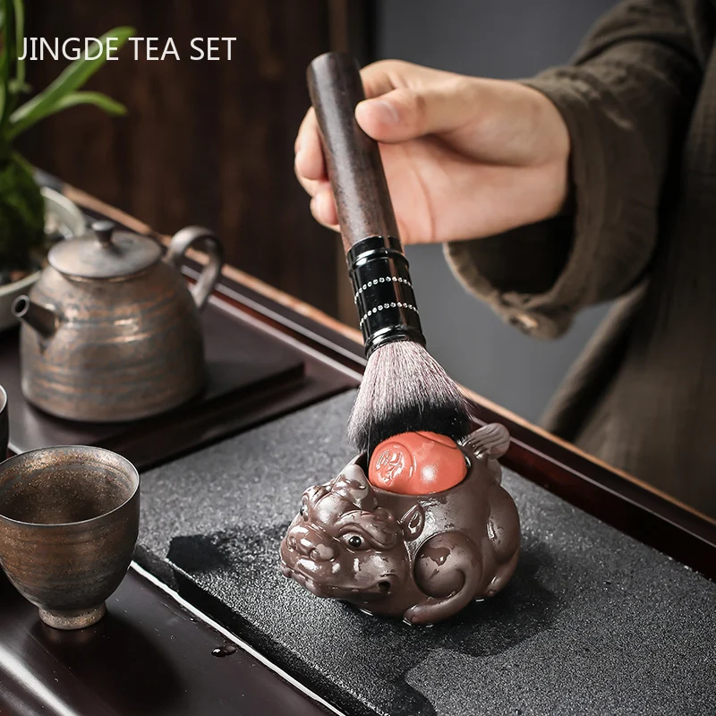 Boutique Zisha Lucky Tea Pet Ornament Creative Pixiu Can Raise Tea Art Decoration Handmade Tea Set Accessories Home Desk Decore