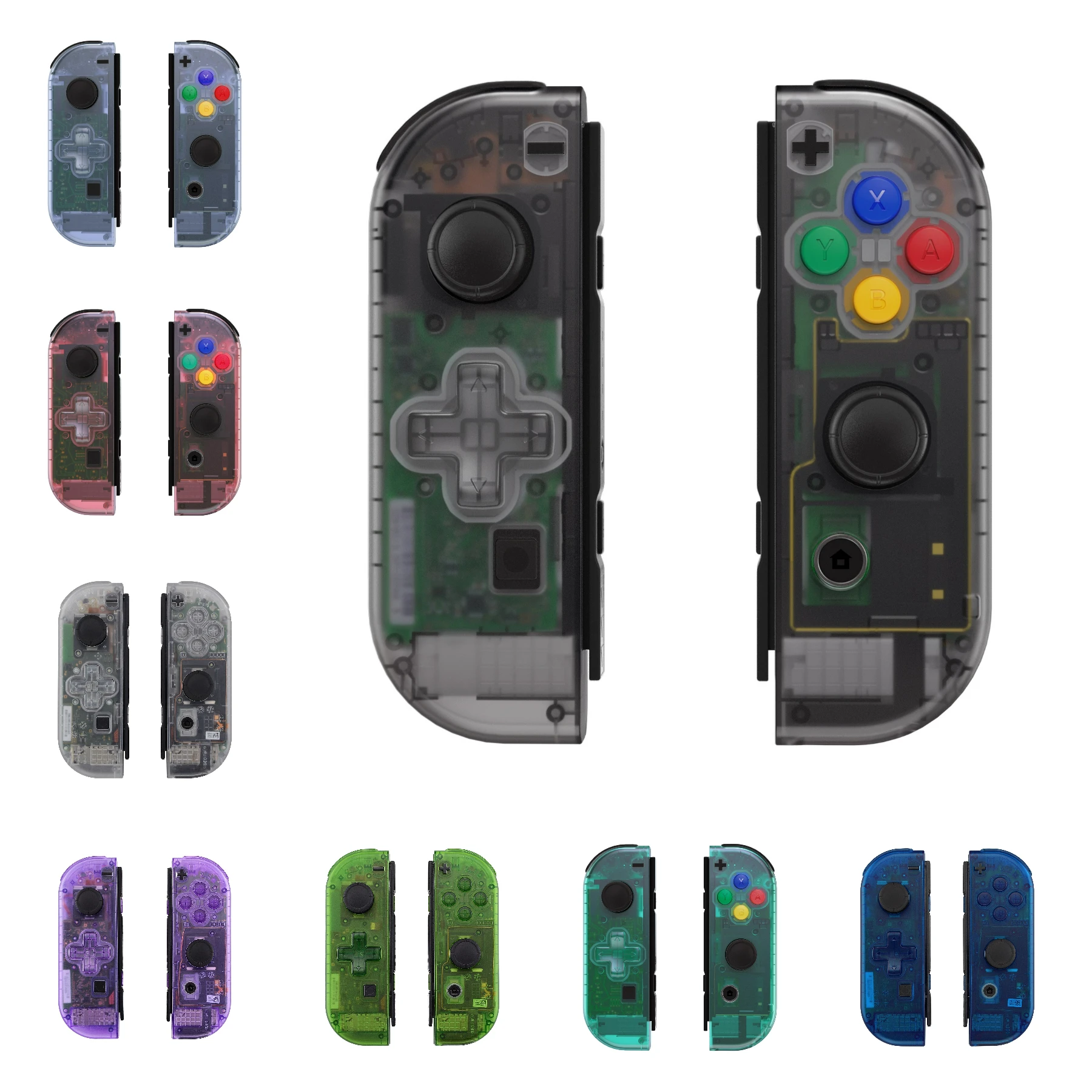 eXtremeRate Switch Gamepad Replacement Case Shell Cover Buttons Set for Nintend Switch NS JoyCon & NS OLED JoyCon - Clear Series