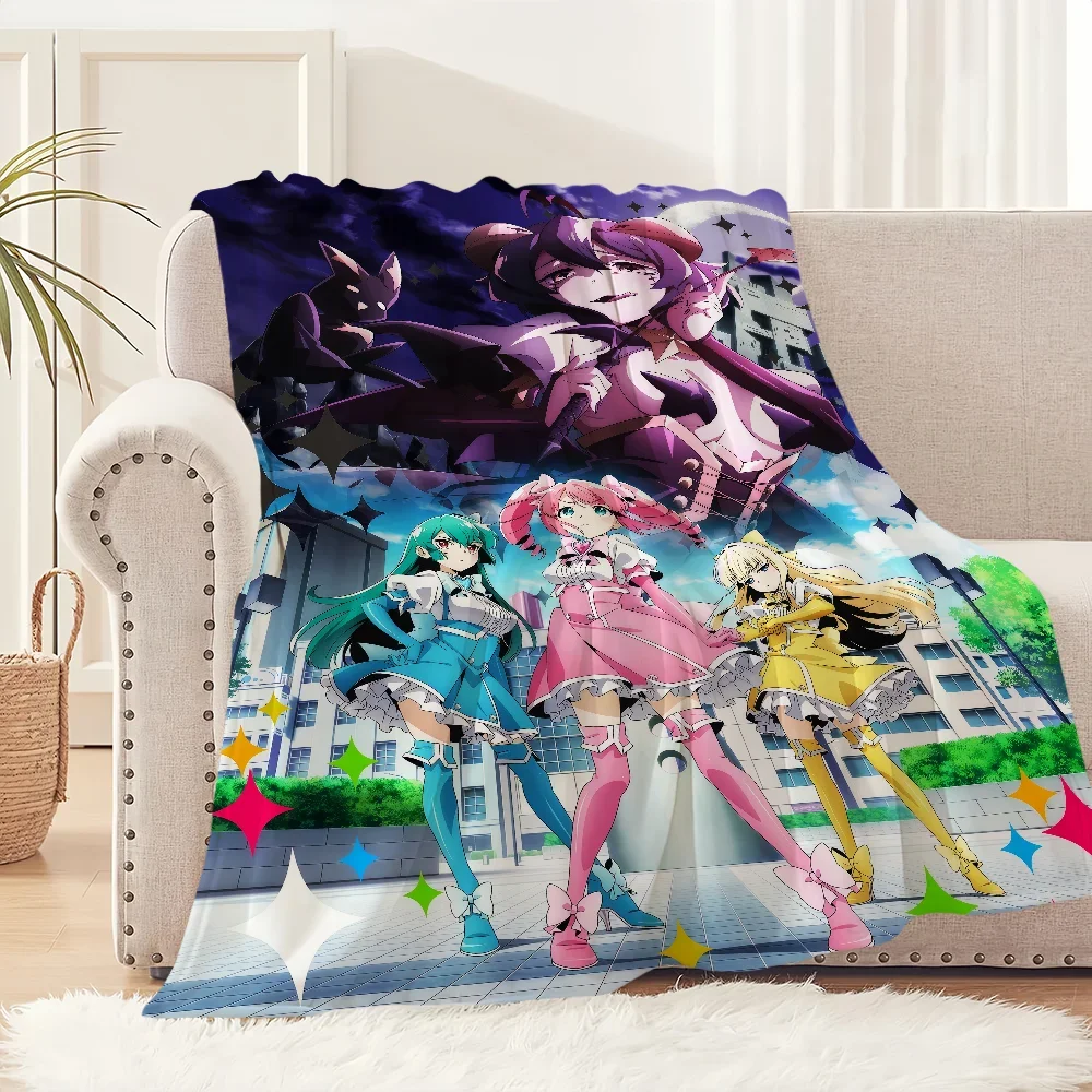 

Warm Soft Plush Throw Blanket for Anime Fans Featuring Magical Girls Perfect for Sofa Bedroom Office Travel Ideal Gift