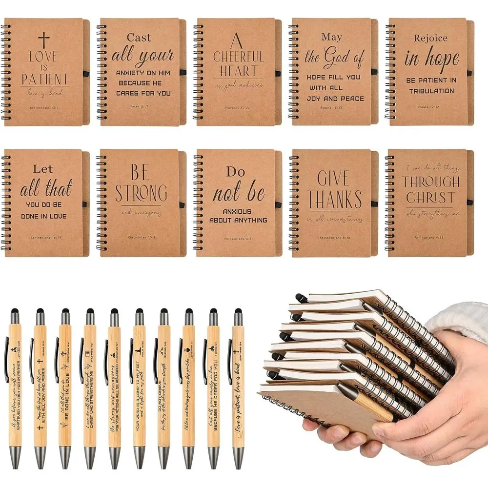 Массовые христианские спиральные блокноты с ручками: идеальные рождественские подарки для церков, изучения Библии и семьи